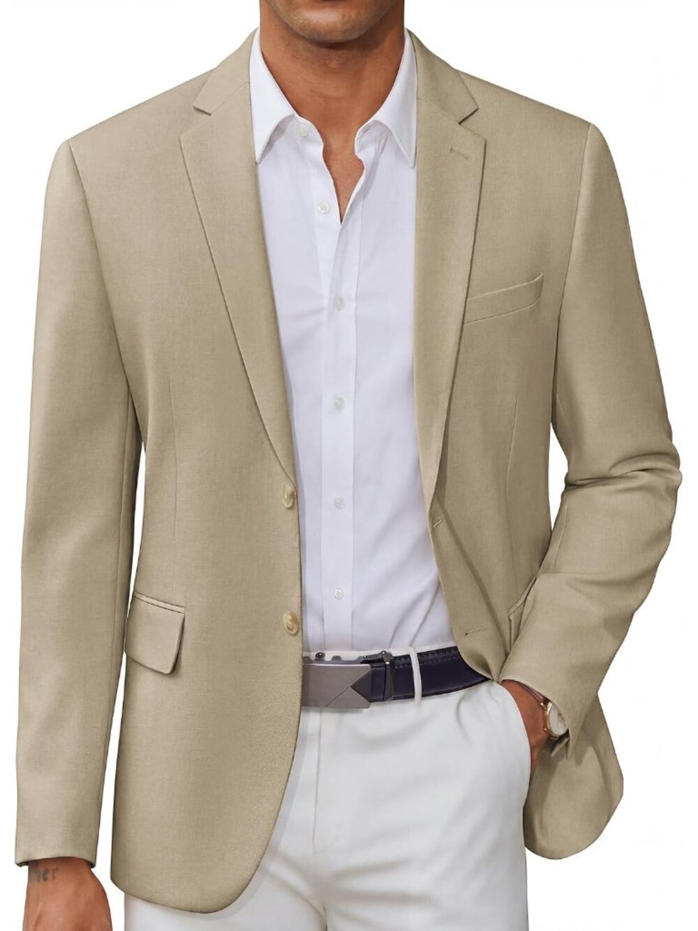 Men's Casual Blazer Slim Fit Two Button Lightweight Sport Coats Business Suit Ja
